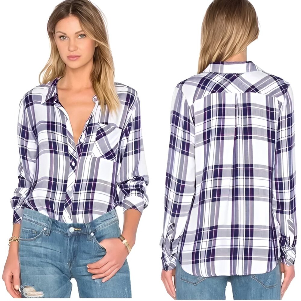 Rails Hunter White Dusk Rouge Button Down Flannel Plaid Shirt